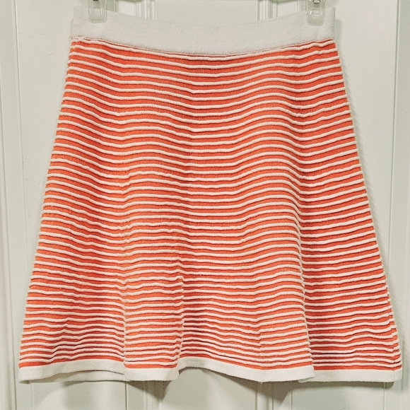 Orange Ribbed knit striped 2 pcs set Cotton long sleeves tops mini Skirt size S - Picture 5 of 12
